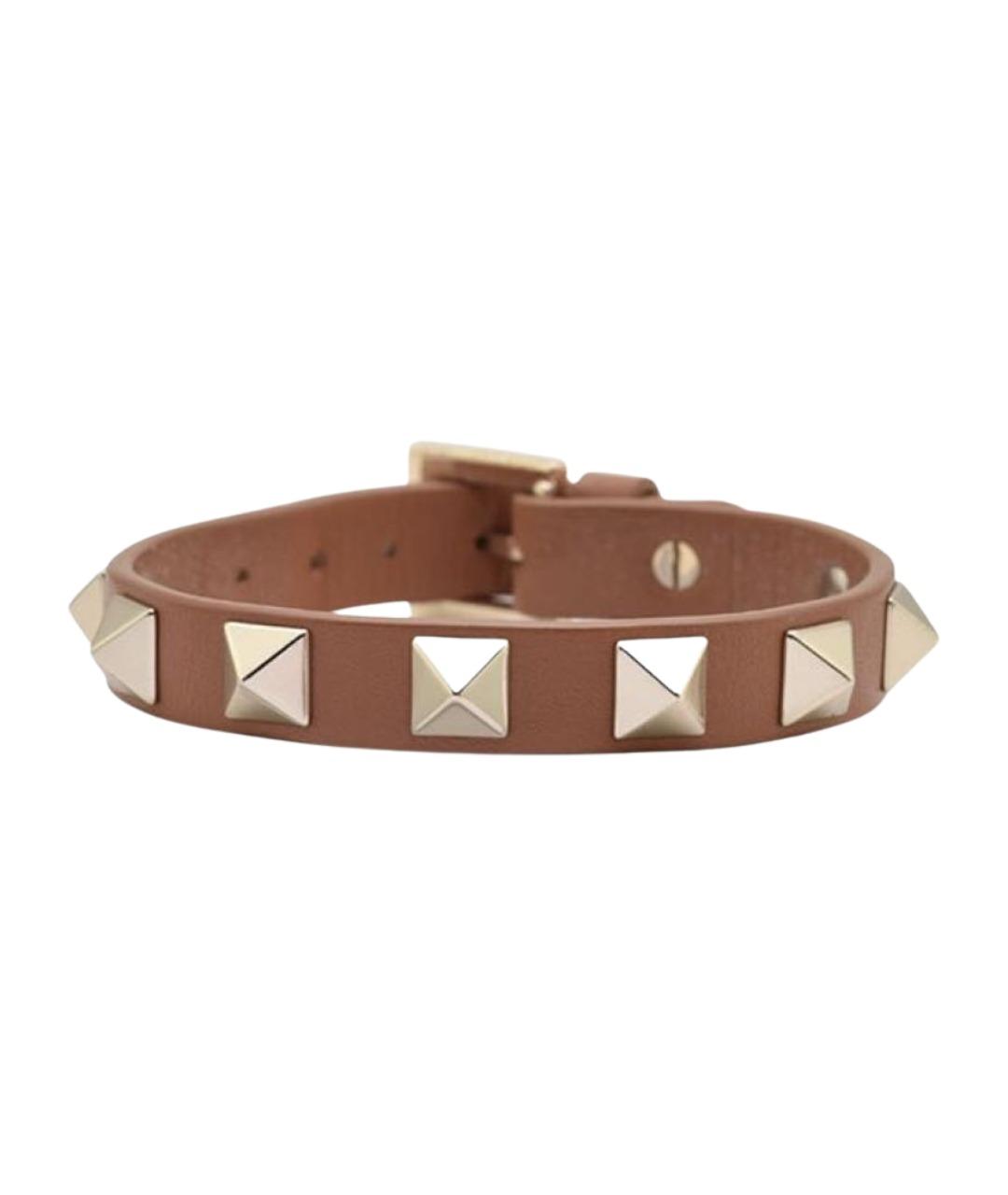 VALENTINO Коричневый кожаный браслет, фото 1