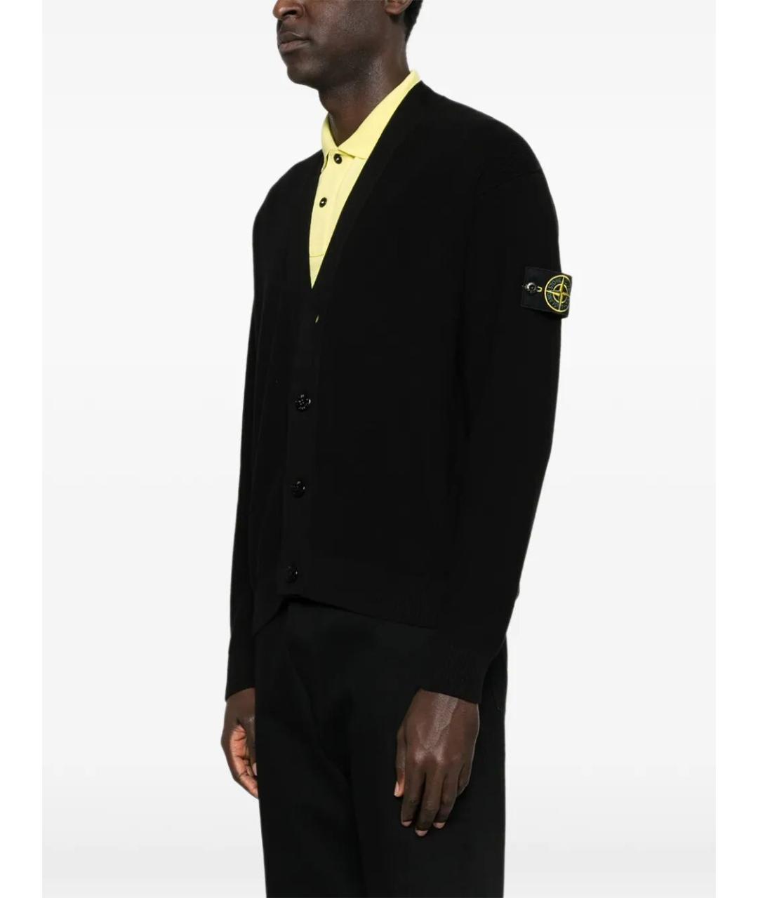 STONE ISLAND Черный хлопковый кардиган, фото 4