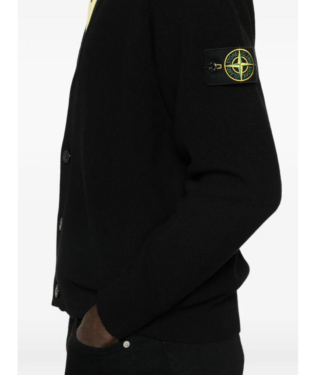 STONE ISLAND Черный хлопковый кардиган, фото 5