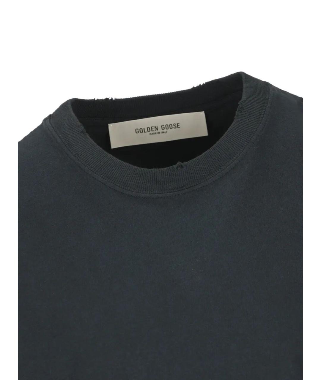 GOLDEN GOOSE DELUXE BRAND Антрацитовая хлопковая футболка, фото 4