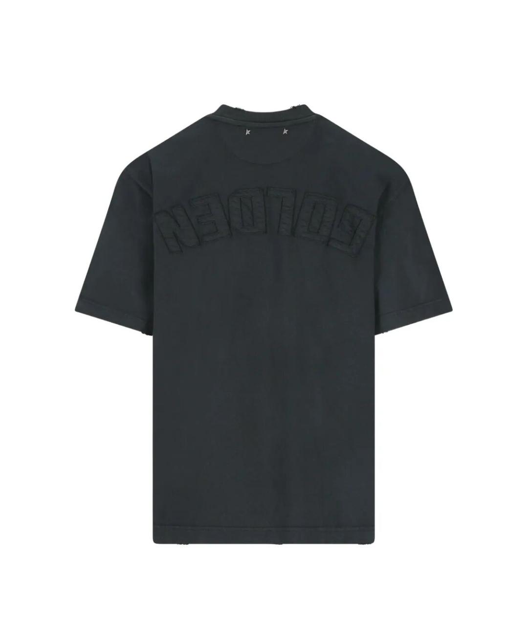 GOLDEN GOOSE DELUXE BRAND Антрацитовая хлопковая футболка, фото 2