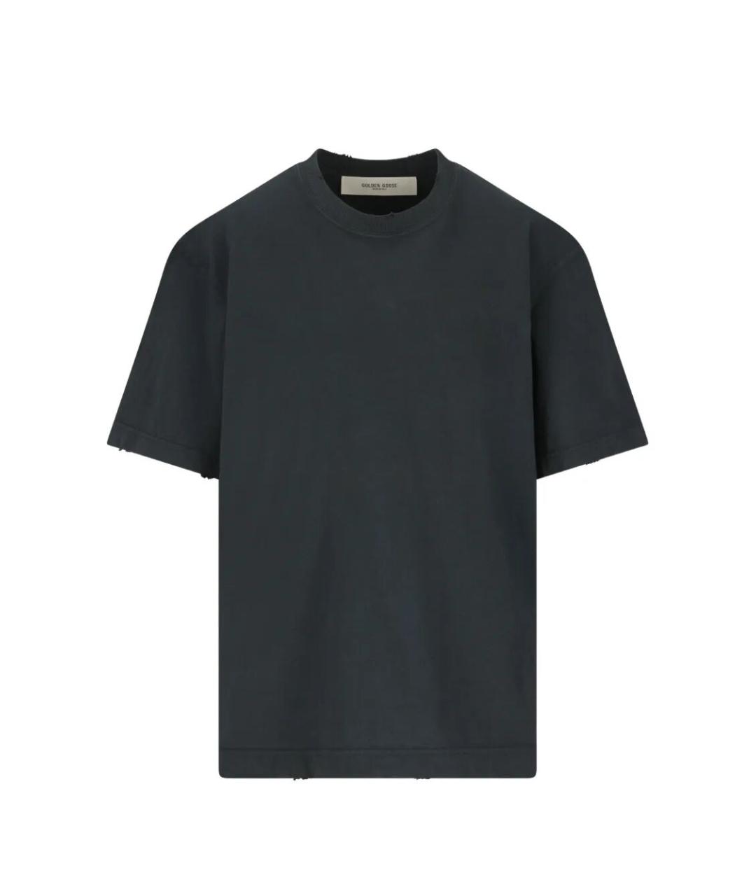 GOLDEN GOOSE DELUXE BRAND Антрацитовая хлопковая футболка, фото 1