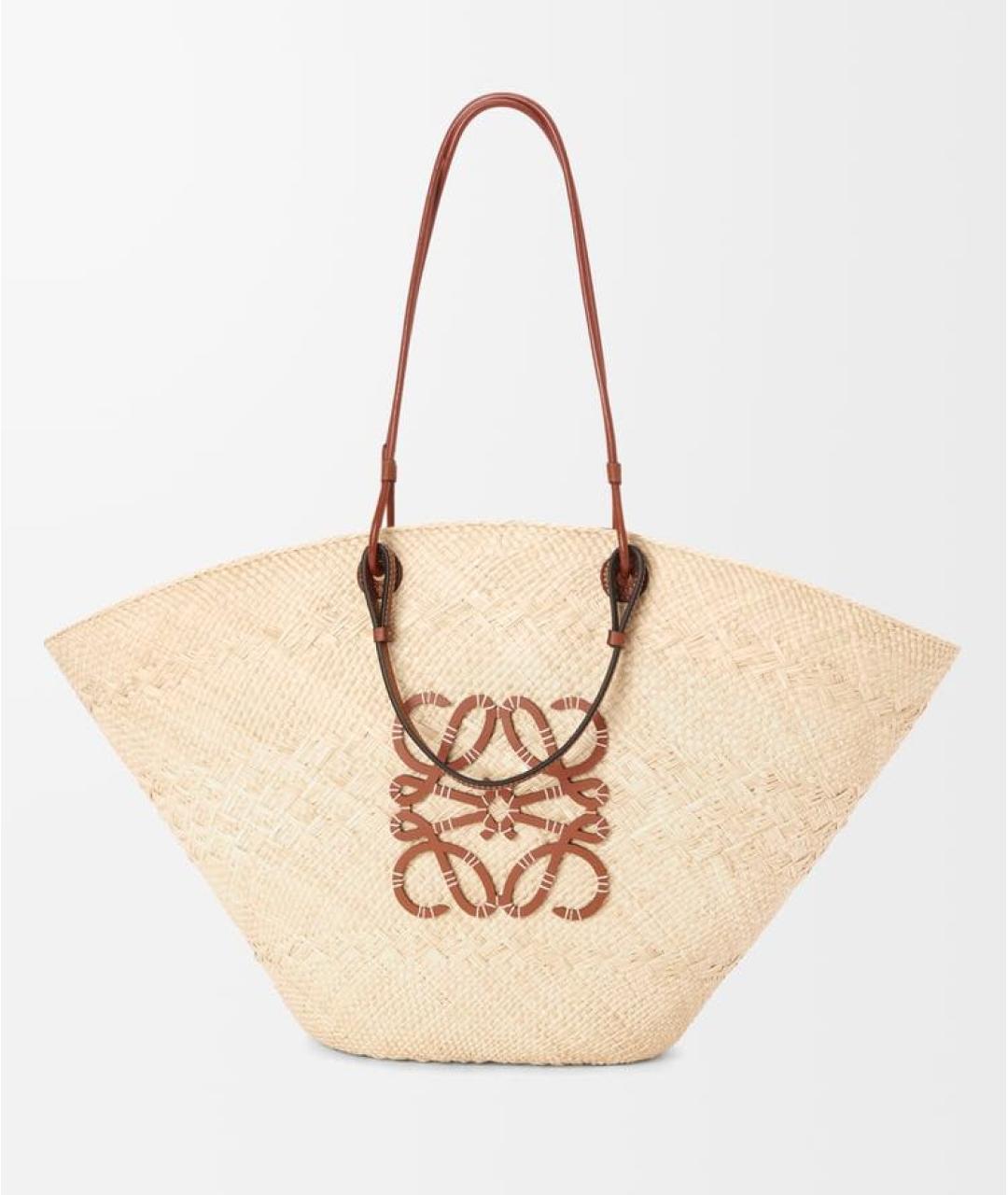 LOEWE Бежевая пелетеная пляжная сумка, фото 6