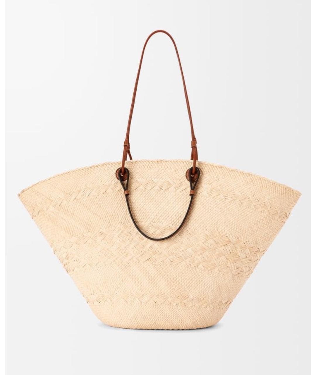 LOEWE Бежевая пелетеная пляжная сумка, фото 5