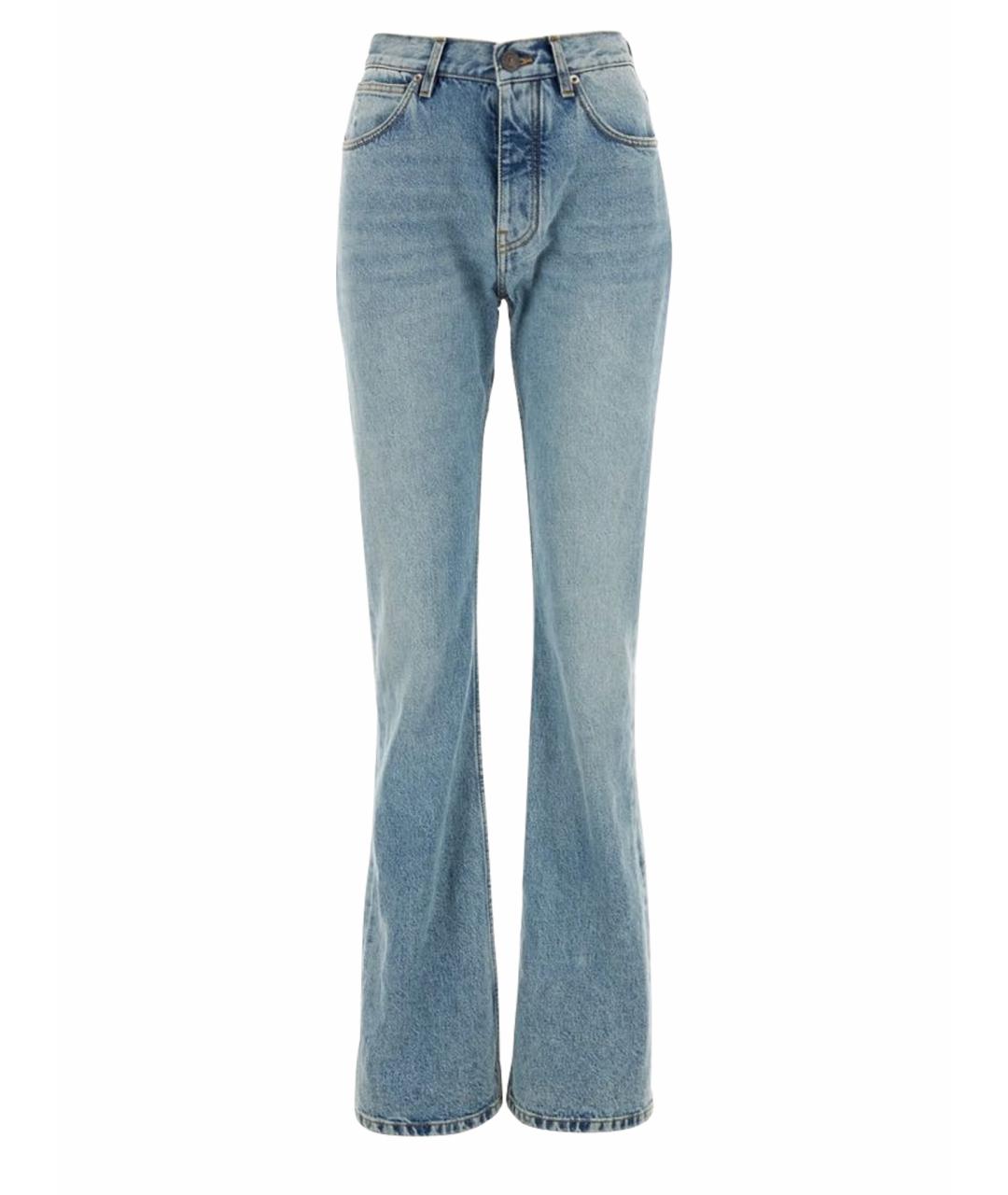 BALENCIAGA Голубые хлопковые прямые джинсы, фото 1