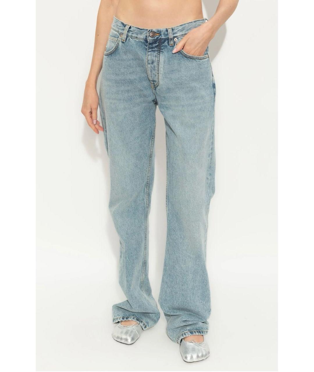 BALENCIAGA Голубые хлопковые прямые джинсы, фото 4