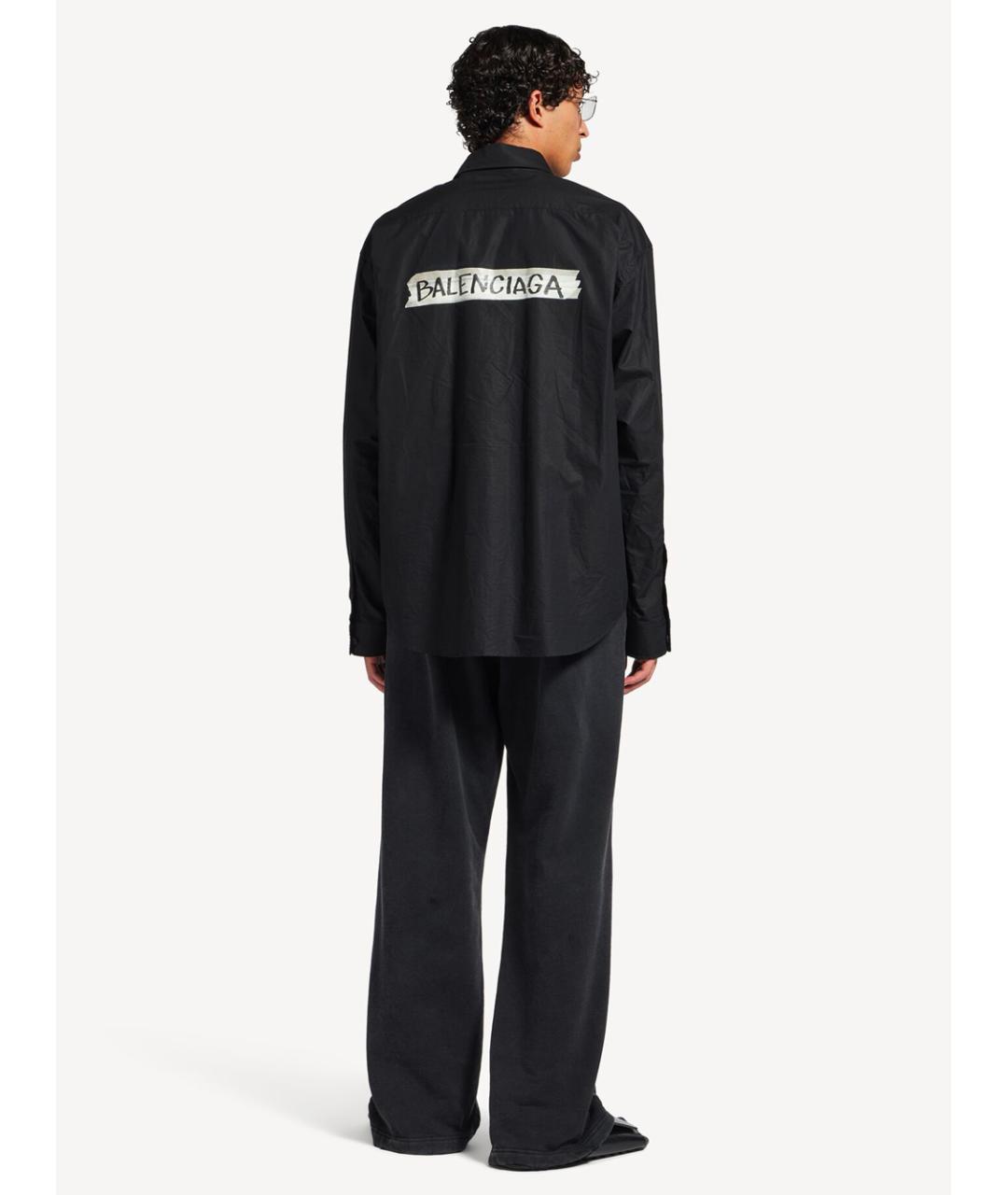 BALENCIAGA Черная хлопковая кэжуал рубашка, фото 3