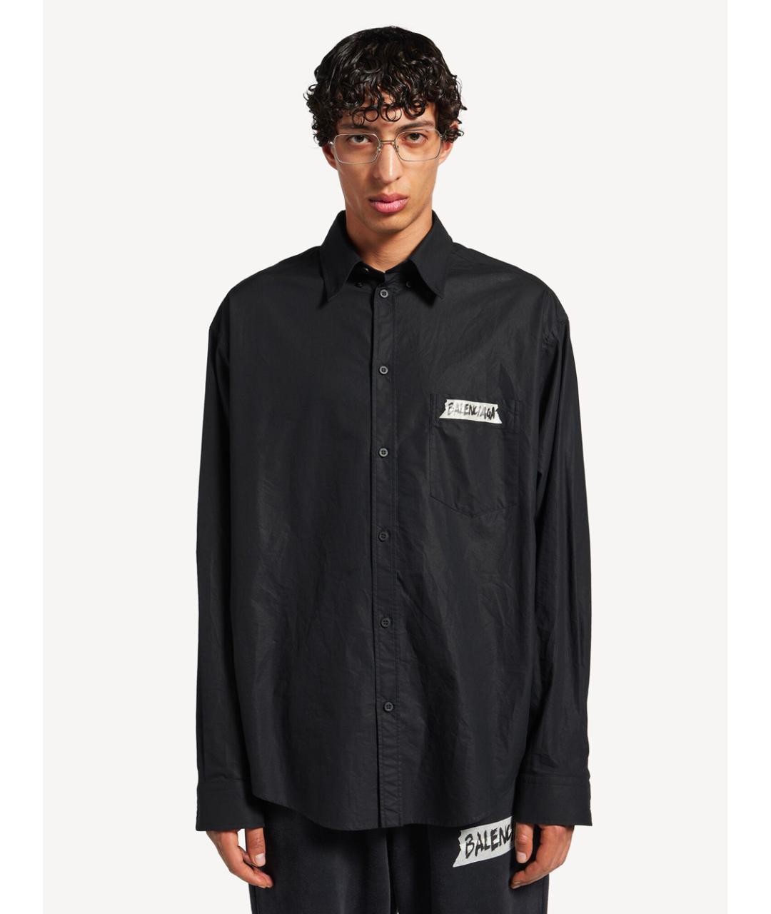 BALENCIAGA Черная хлопковая кэжуал рубашка, фото 2