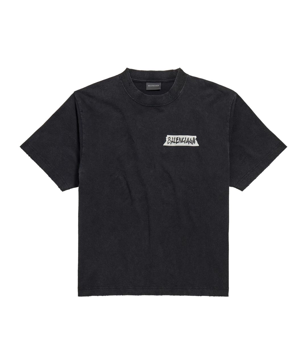 BALENCIAGA Черная хлопковая футболка, фото 1