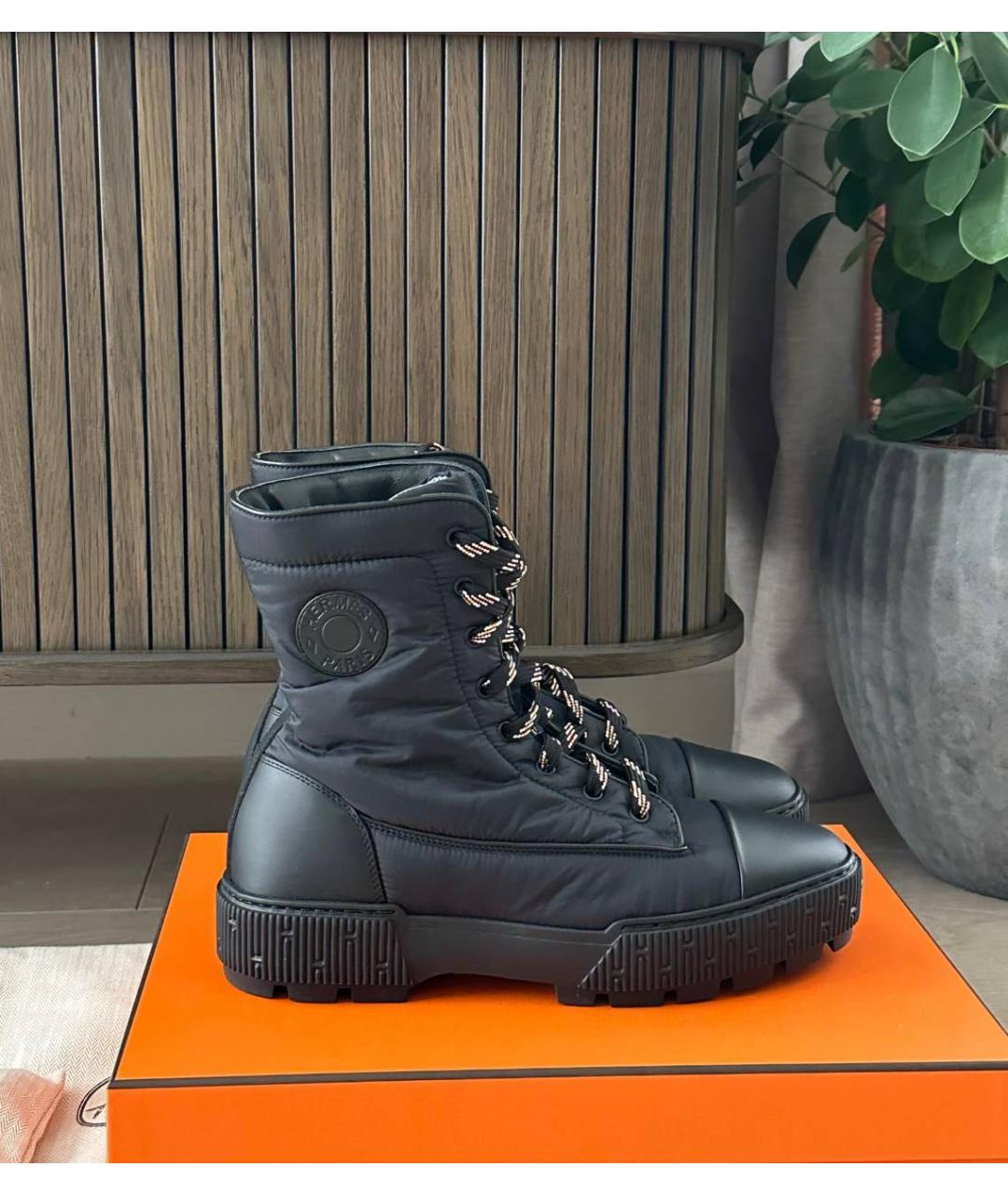 HERMES Черные кожаные ботинки, фото 2