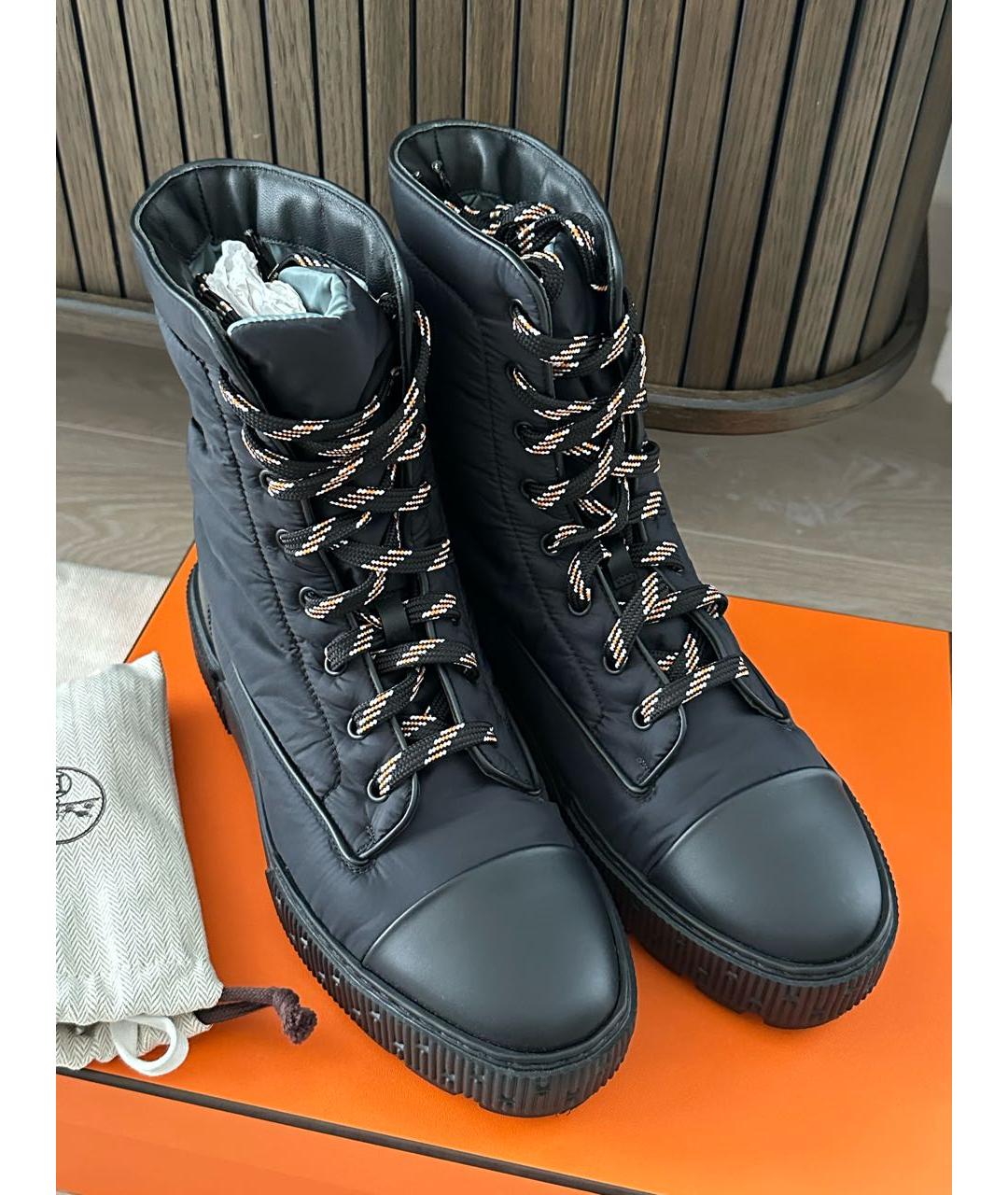 HERMES Черные кожаные ботинки, фото 3