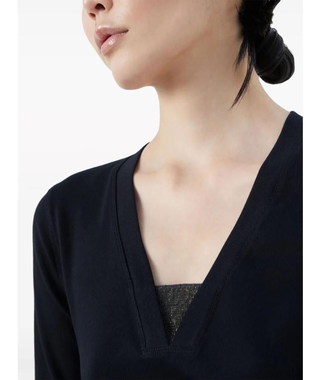 BRUNELLO CUCINELLI Черная хлопковая футболка, фото 4