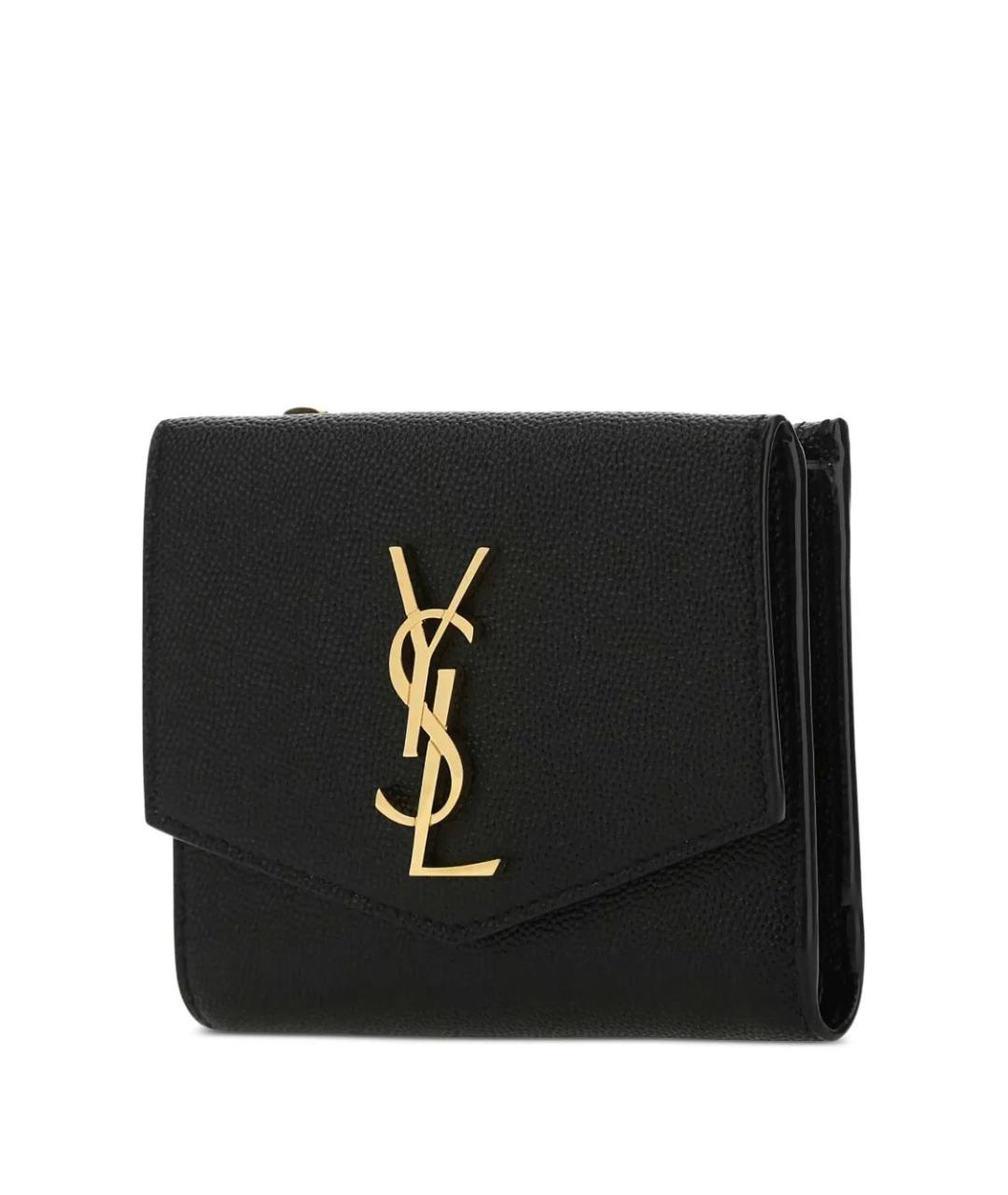 SAINT LAURENT Черный кожаный кошелек, фото 3