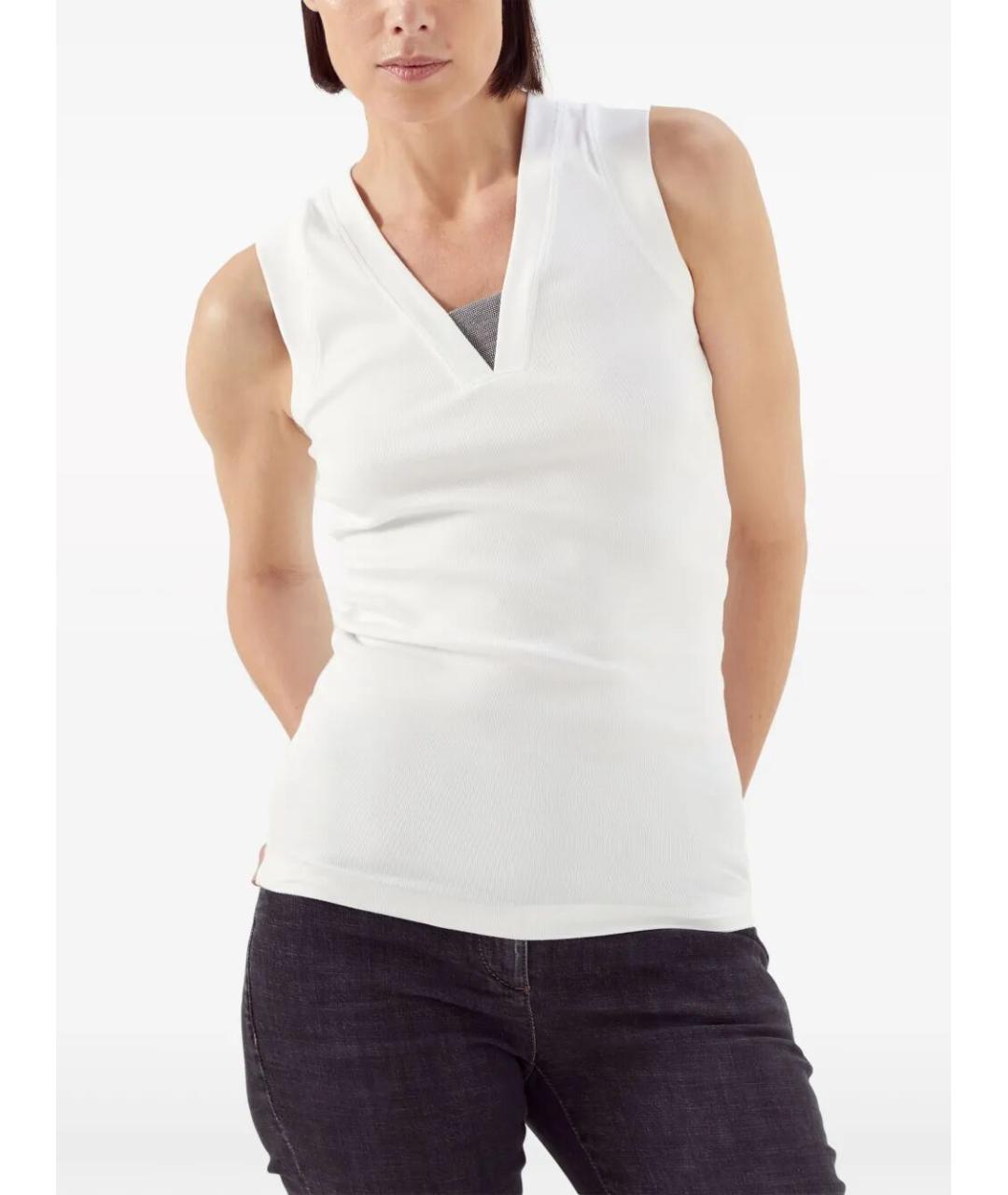 BRUNELLO CUCINELLI Белая хлопковая майка, фото 2