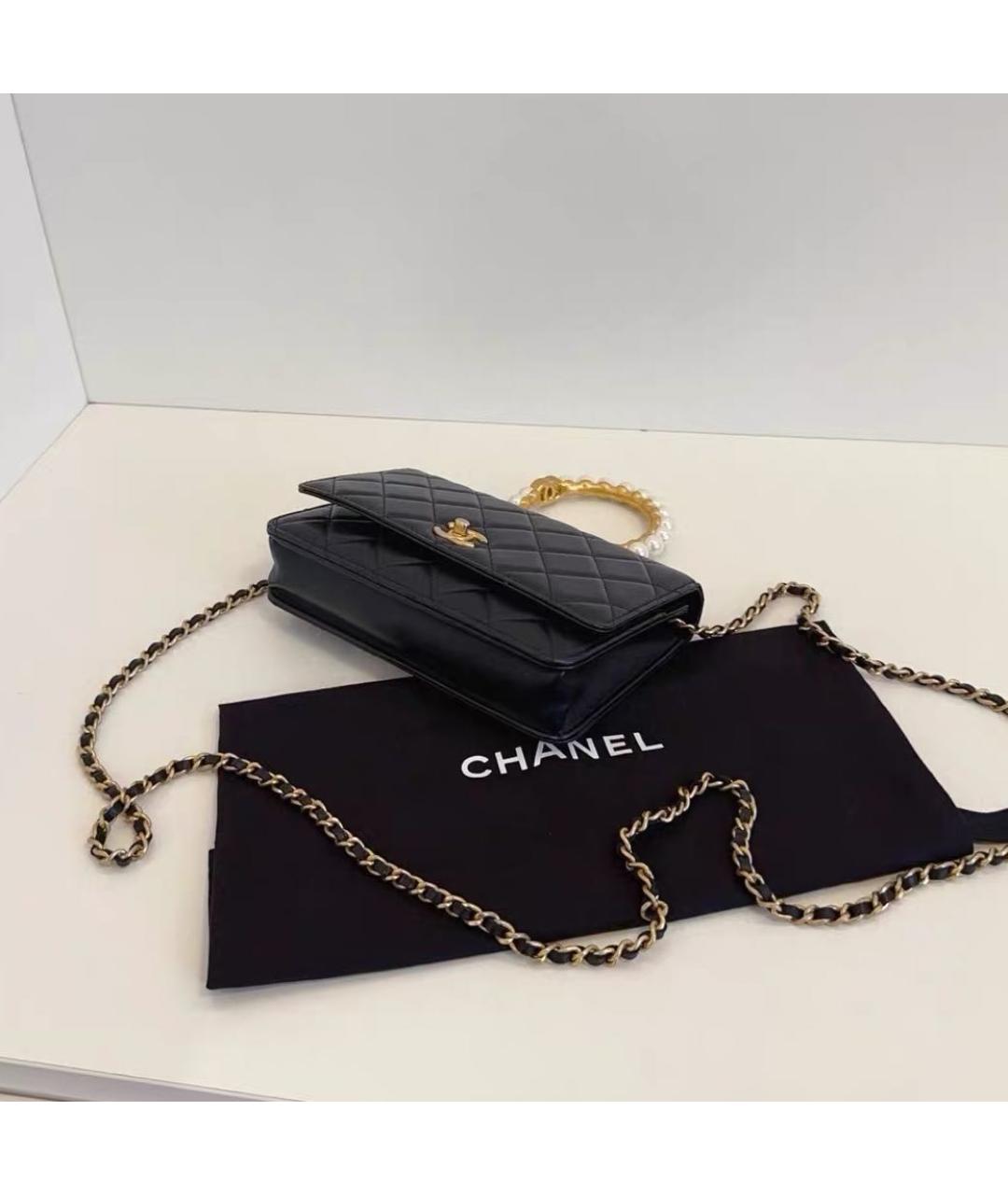 CHANEL Черная кожаная сумка через плечо, фото 5