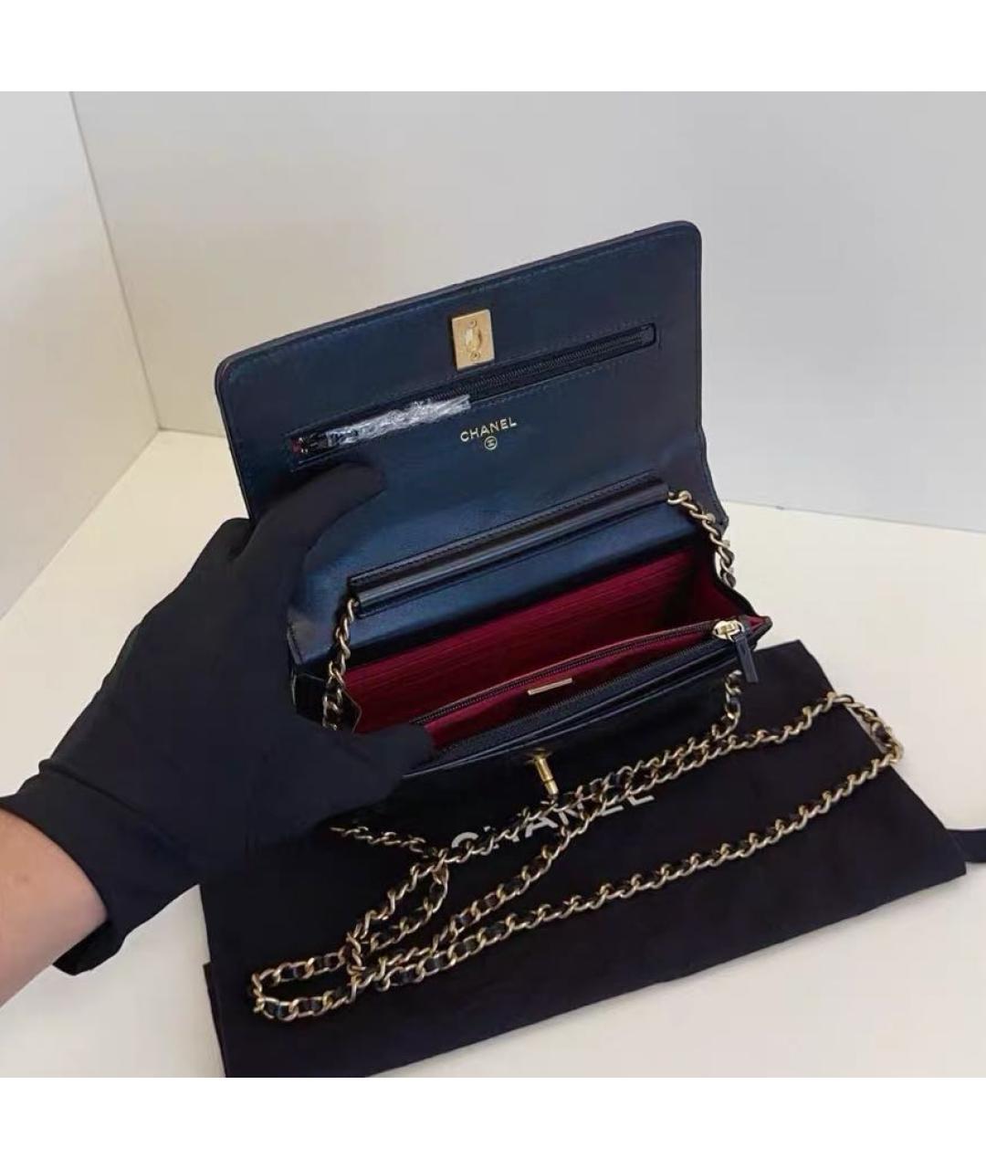 CHANEL Черная кожаная сумка через плечо, фото 8