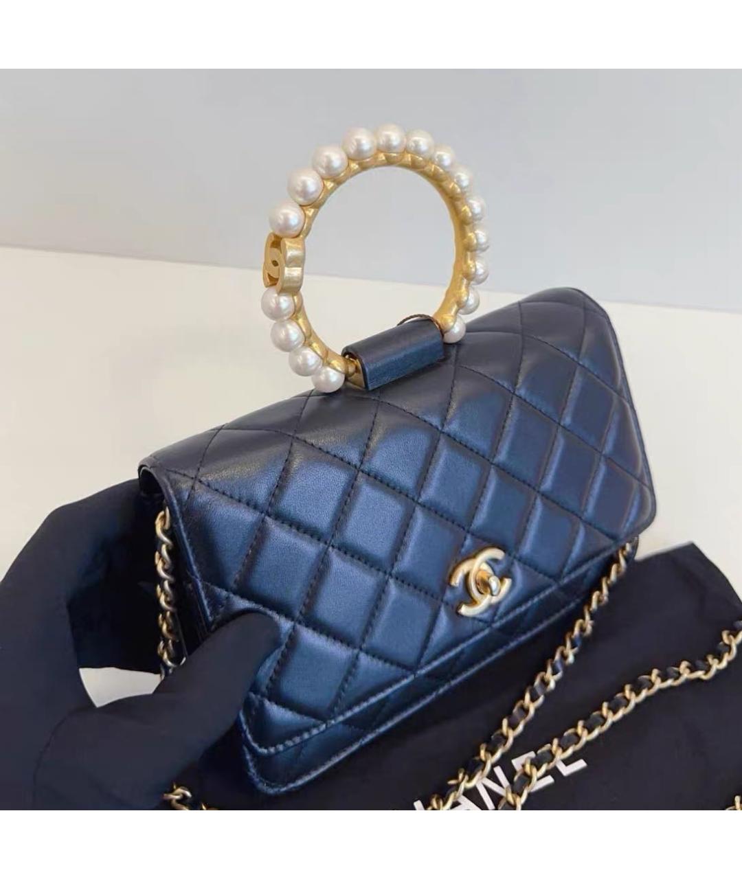 CHANEL Черная кожаная сумка через плечо, фото 7