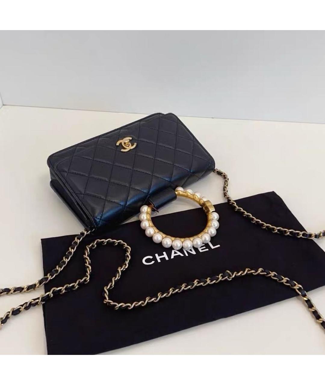 CHANEL Черная кожаная сумка через плечо, фото 6