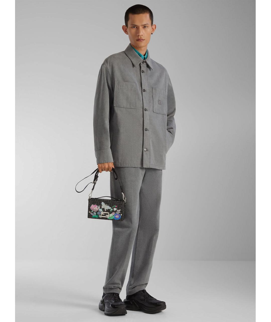 FENDI Серая хлопковая кэжуал рубашка, фото 2