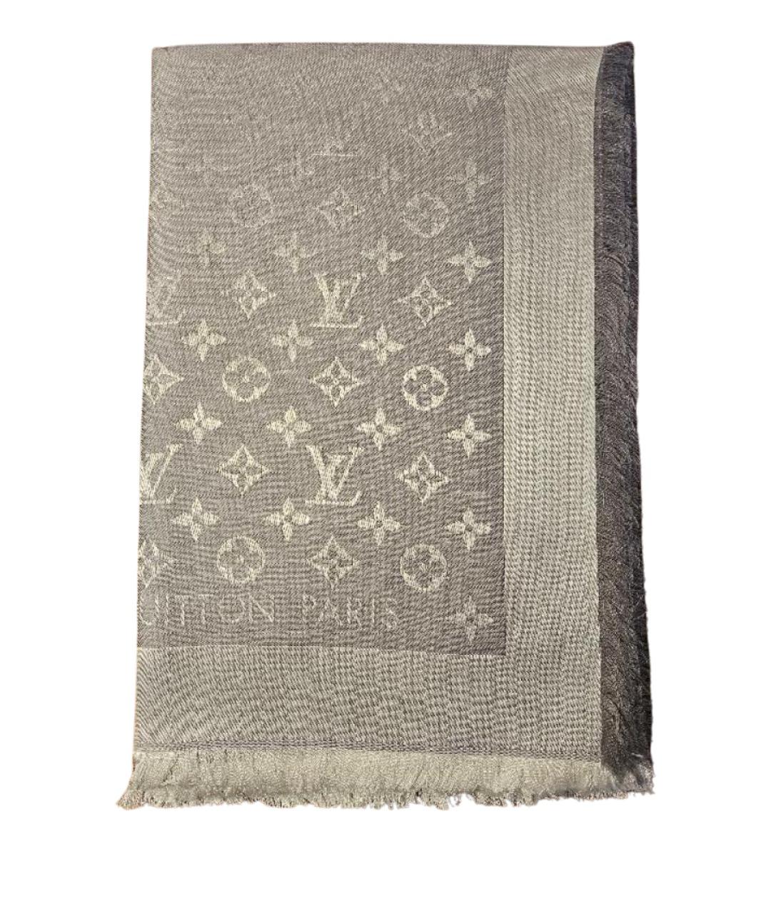 LOUIS VUITTON Серый шелковый платок, фото 1