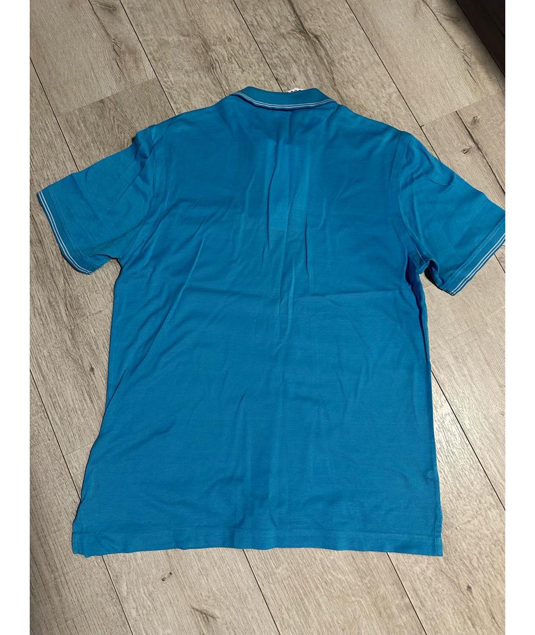BRIONI Бирюзовое хлопковое поло с коротким рукавом, фото 2