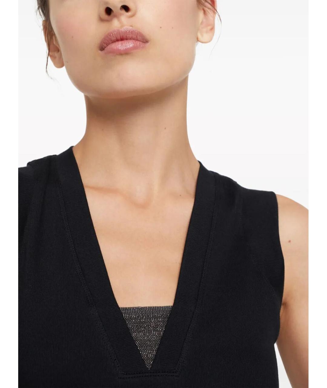 BRUNELLO CUCINELLI Черная хлопковая майка, фото 4