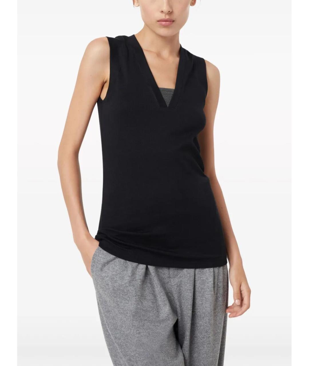 BRUNELLO CUCINELLI Черная хлопковая майка, фото 5