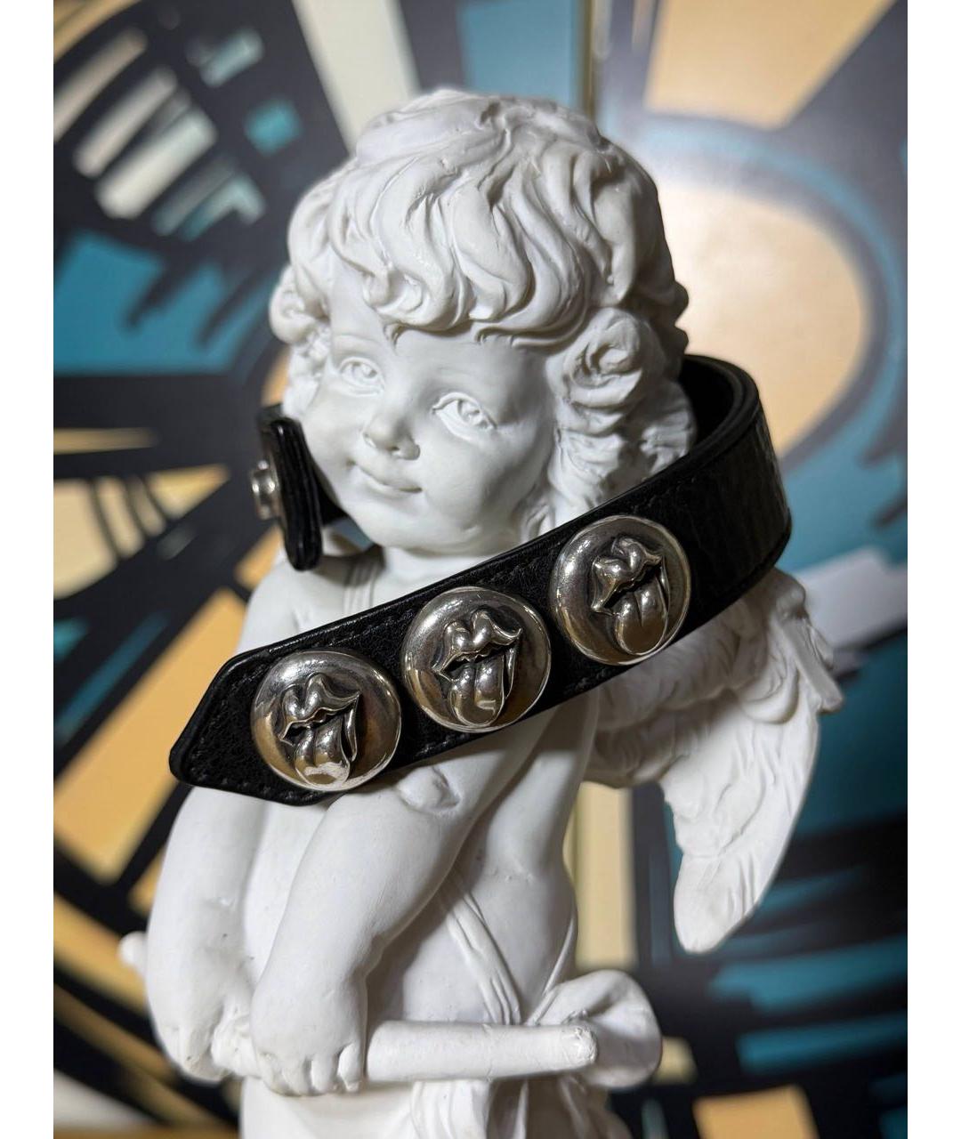 CHROME HEARTS Черный кожаный браслет, фото 5