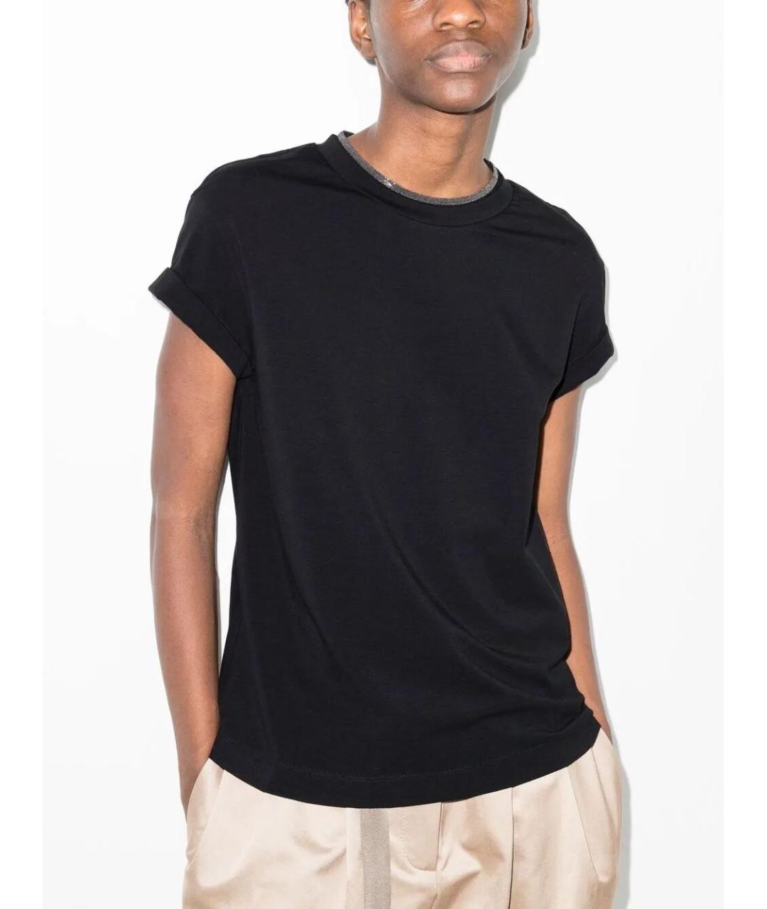 BRUNELLO CUCINELLI Черная хлопковая футболка, фото 3