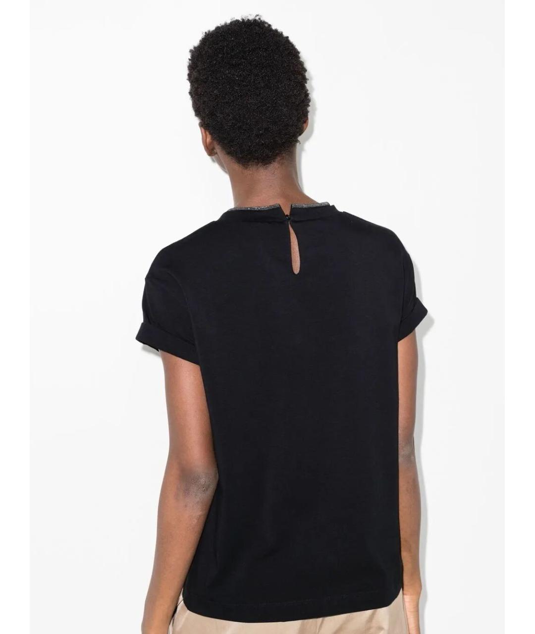 BRUNELLO CUCINELLI Черная хлопковая футболка, фото 4