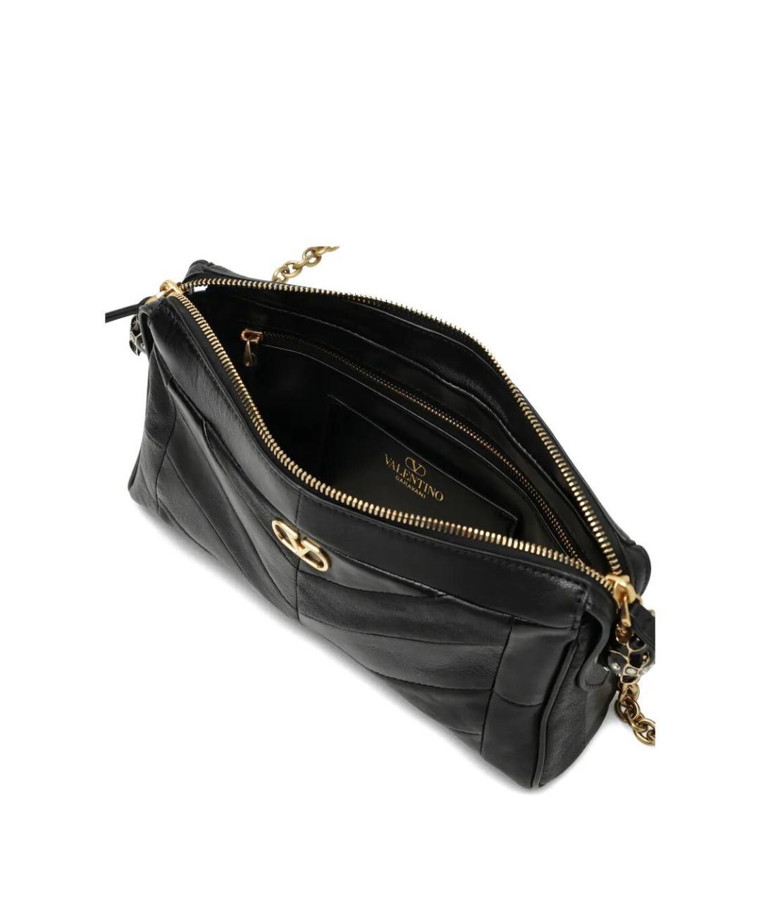 VALENTINO Черная кожаная сумка через плечо, фото 5
