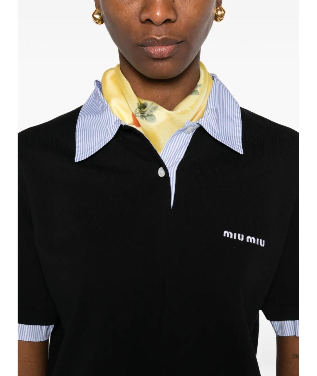 MIU MIU Черная хлопковая футболка, фото 5