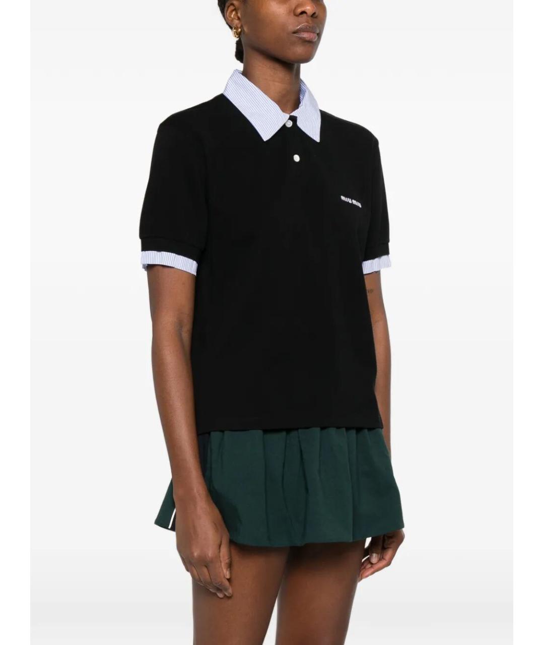 MIU MIU Черная хлопковая футболка, фото 2