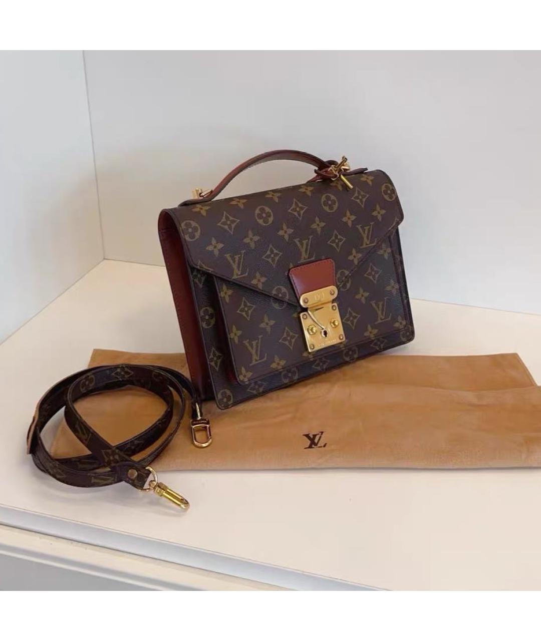 LOUIS VUITTON Коричневая кожаная сумка через плечо, фото 4