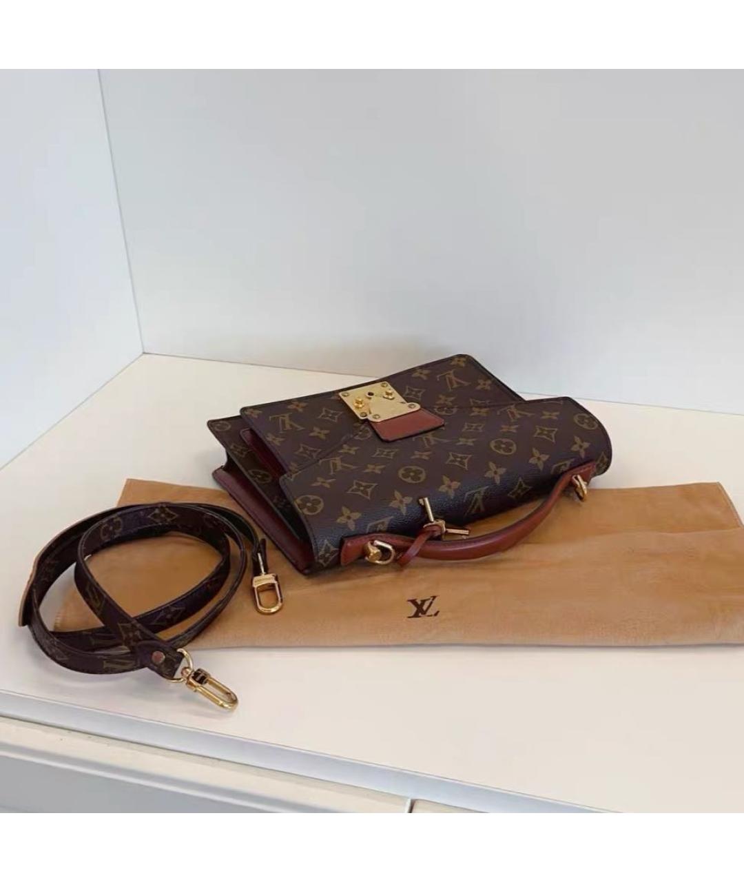 LOUIS VUITTON Коричневая кожаная сумка через плечо, фото 7