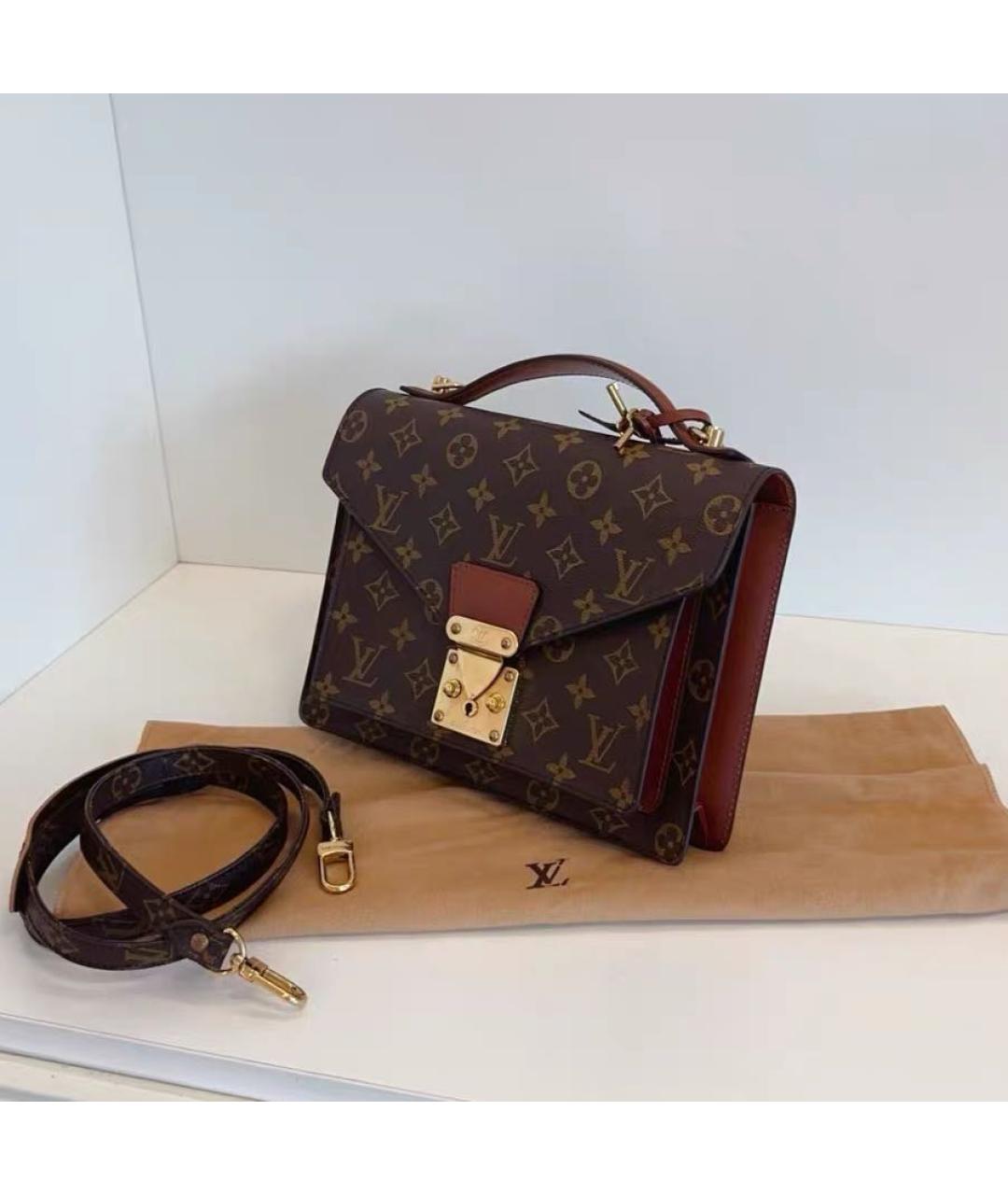 LOUIS VUITTON Коричневая кожаная сумка через плечо, фото 3