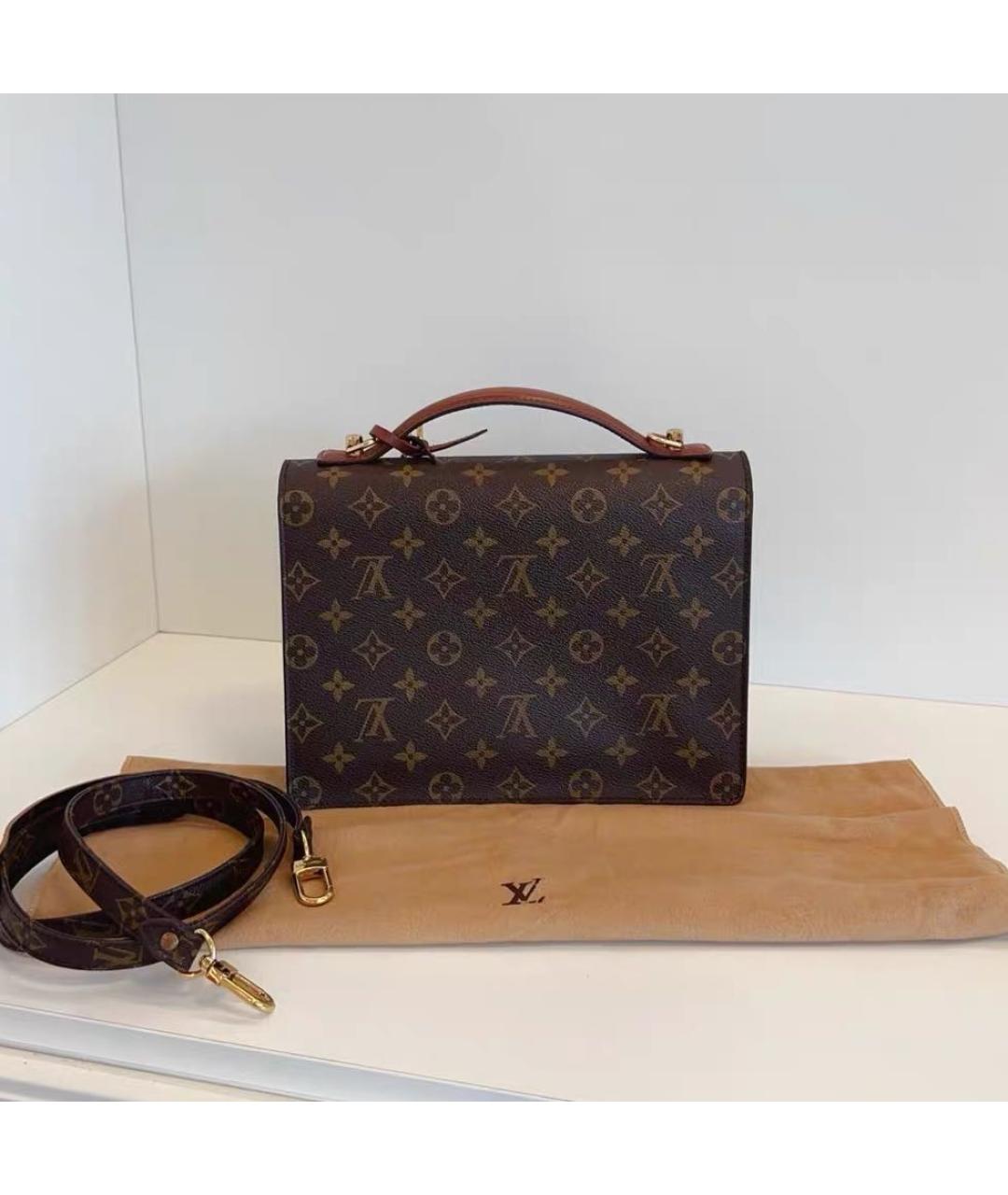 LOUIS VUITTON Коричневая кожаная сумка через плечо, фото 2