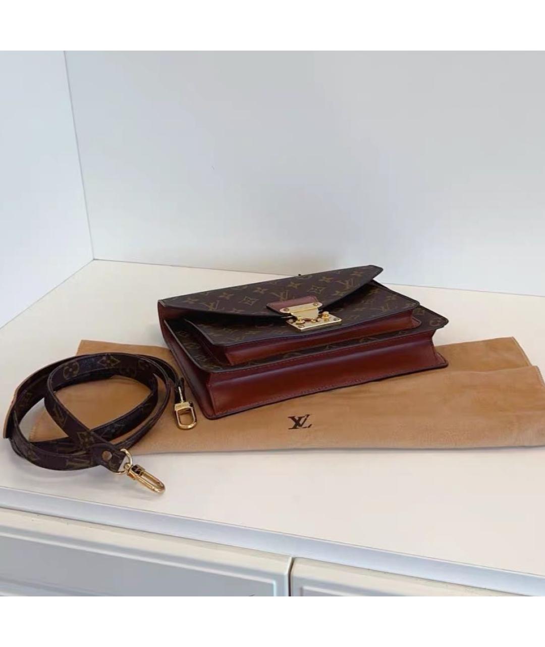 LOUIS VUITTON Коричневая кожаная сумка через плечо, фото 5