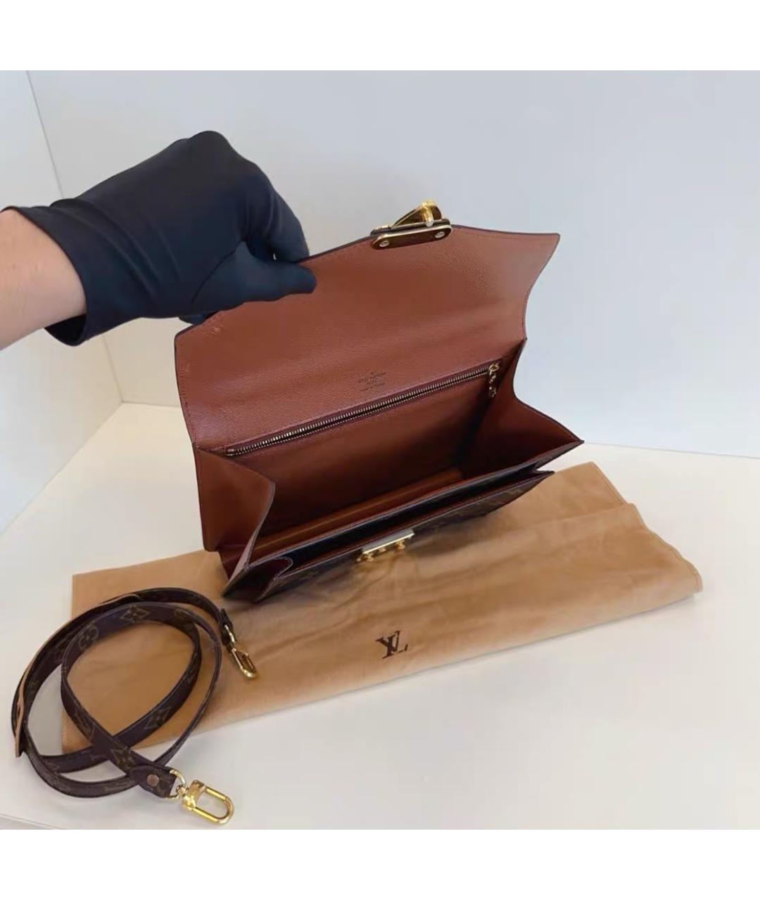 LOUIS VUITTON Коричневая кожаная сумка через плечо, фото 8