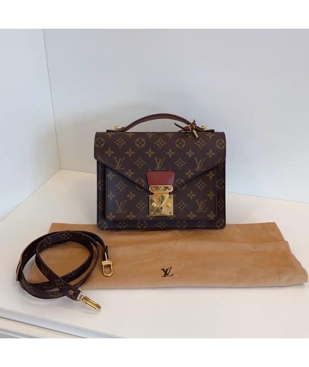 LOUIS VUITTON Коричневая кожаная сумка через плечо, фото 9