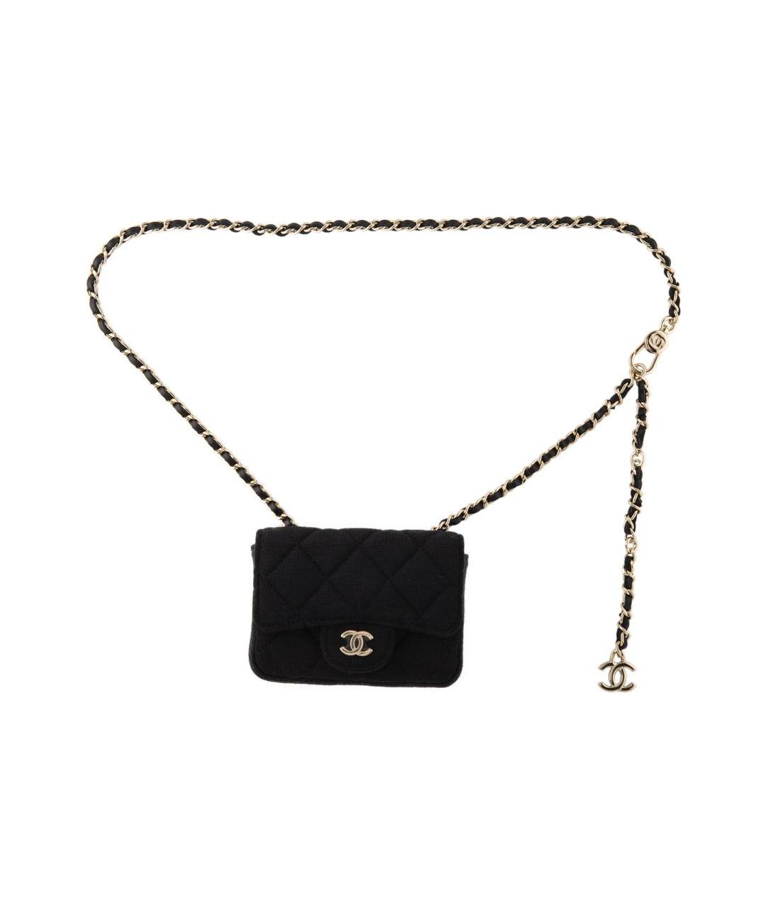 CHANEL Черная тканевая поясная сумка, фото 1