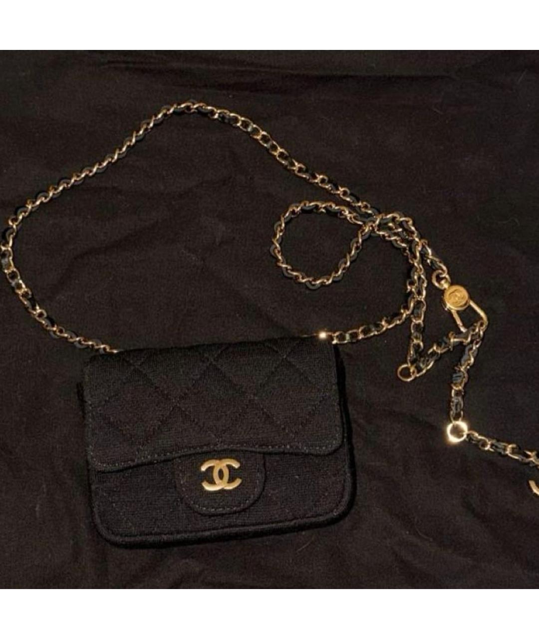 CHANEL Черная тканевая поясная сумка, фото 5