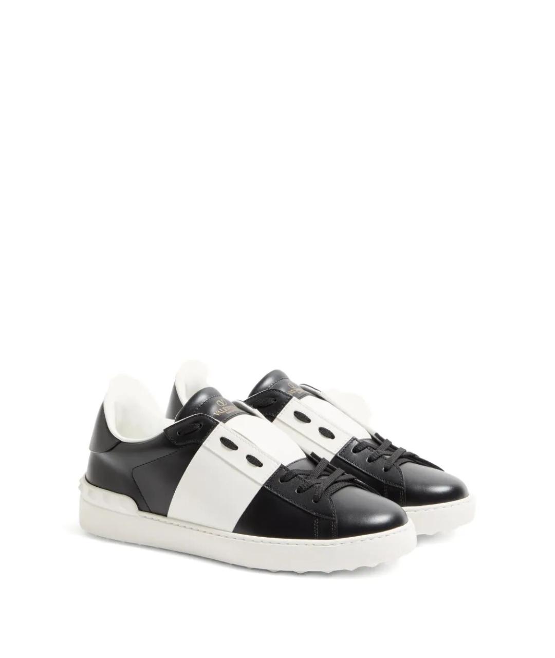 VALENTINO Черные кожаные низкие кроссовки / кеды, фото 3