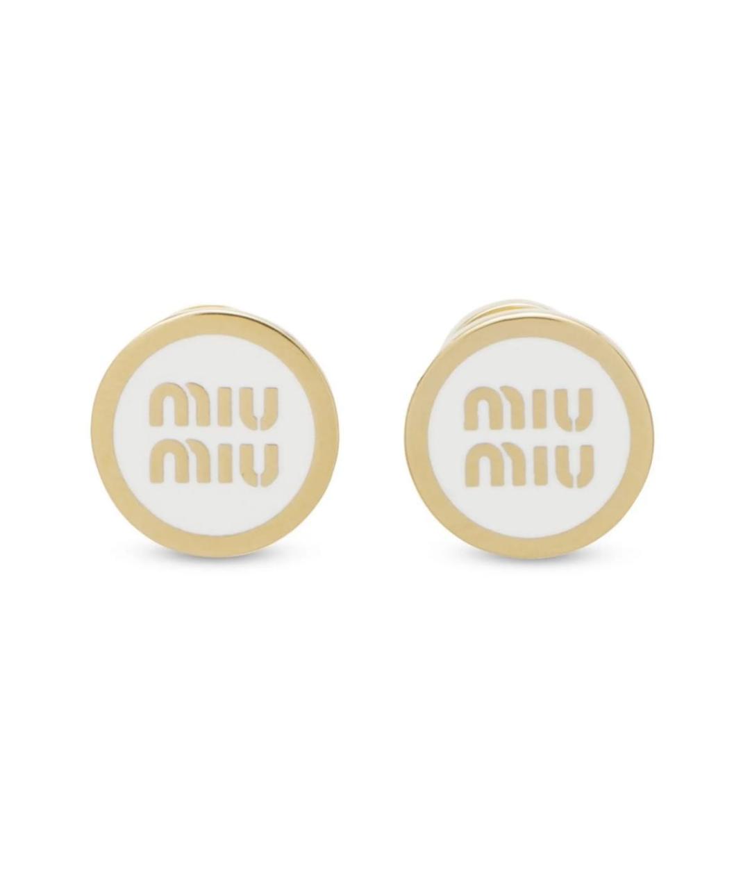 MIU MIU Белые латунные серьги, фото 3