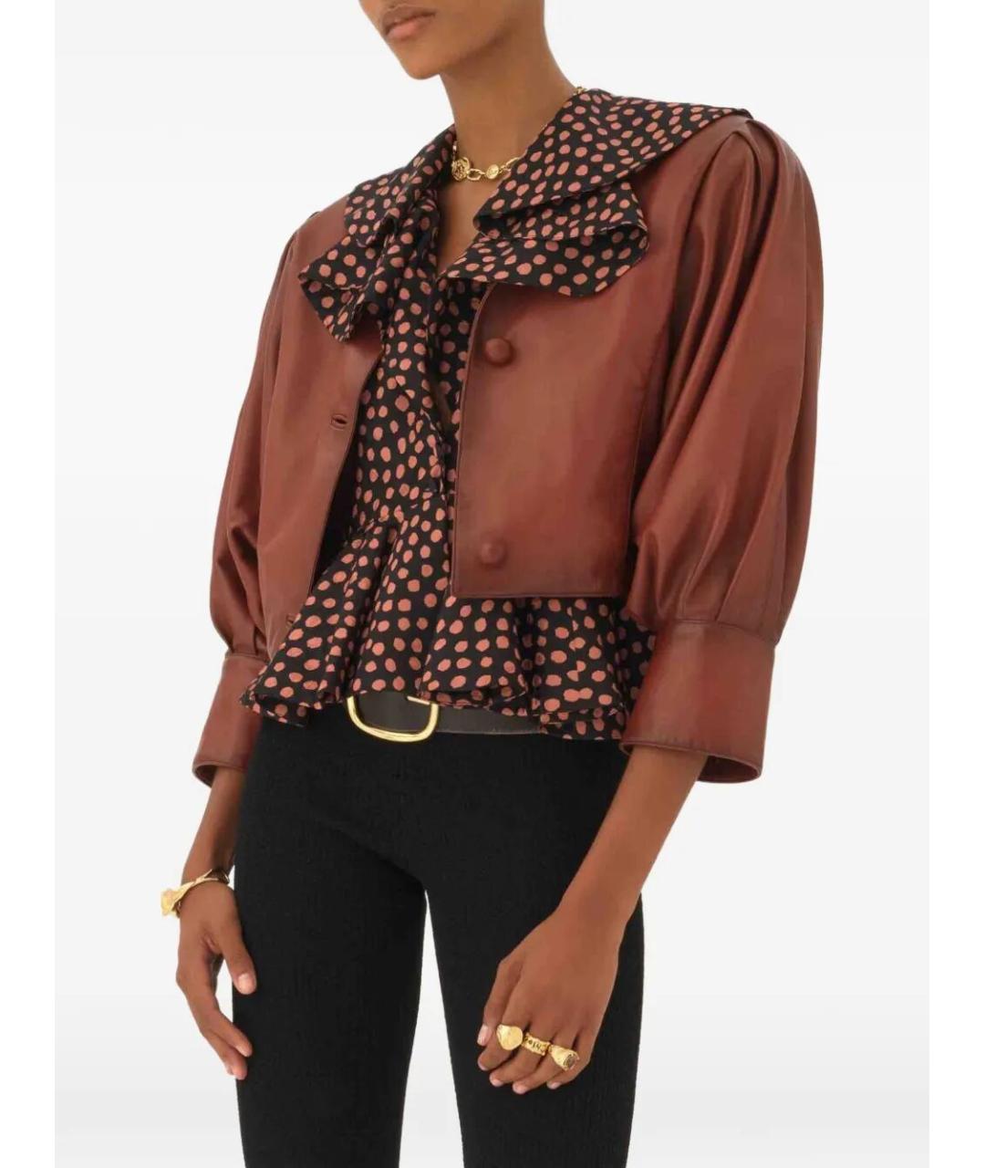 CHLOE Коричневая кожаная куртка, фото 2