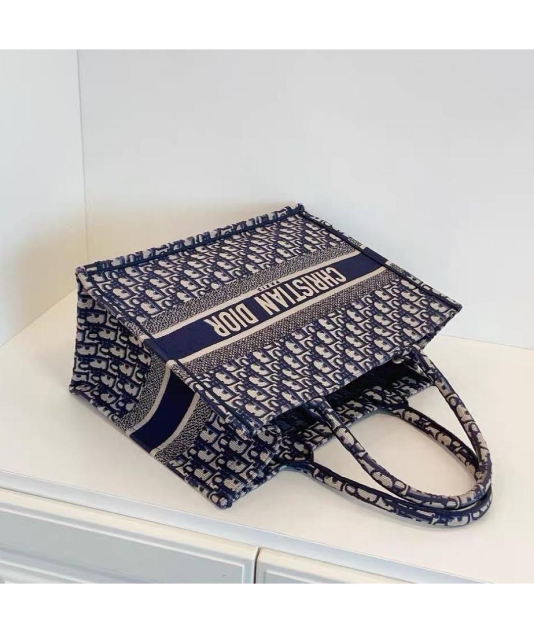 CHRISTIAN DIOR Синяя тканевая сумка тоут, фото 4