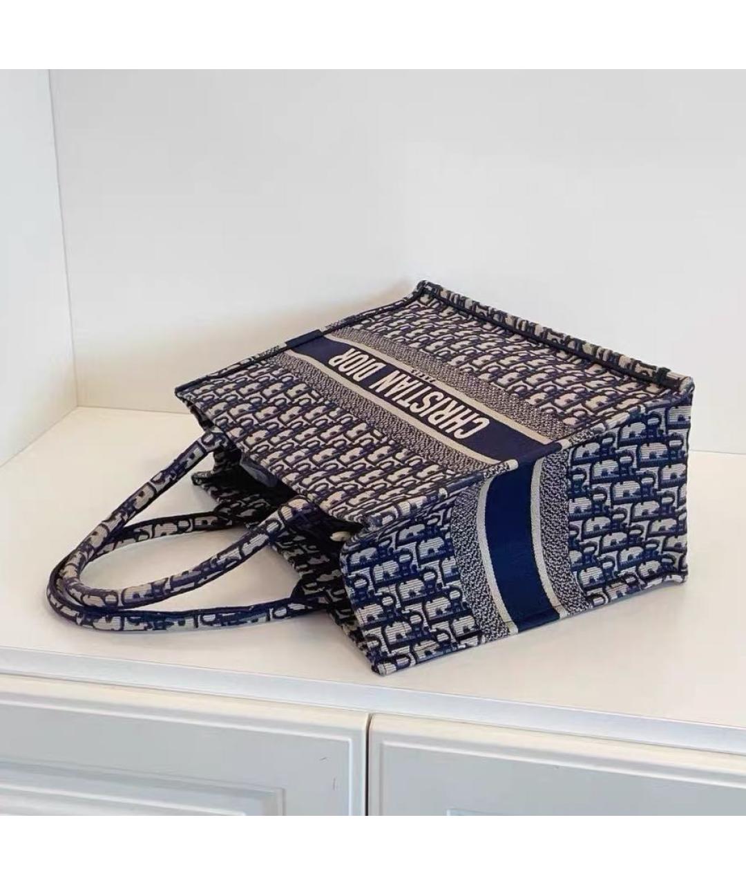 CHRISTIAN DIOR Синяя тканевая сумка тоут, фото 7