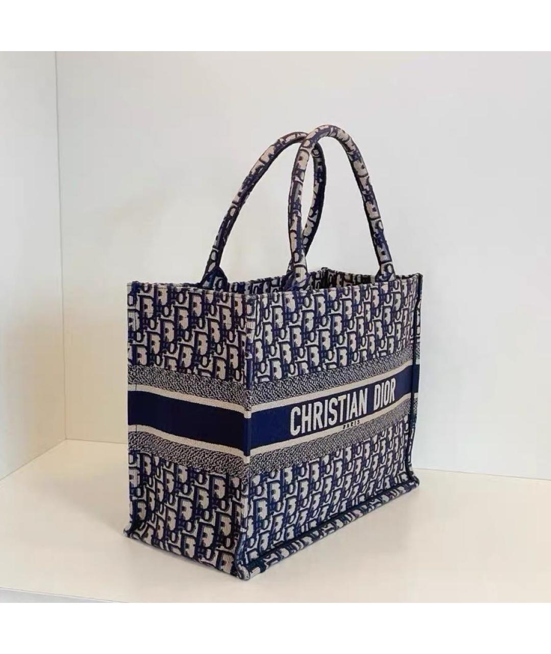 CHRISTIAN DIOR Синяя тканевая сумка тоут, фото 3
