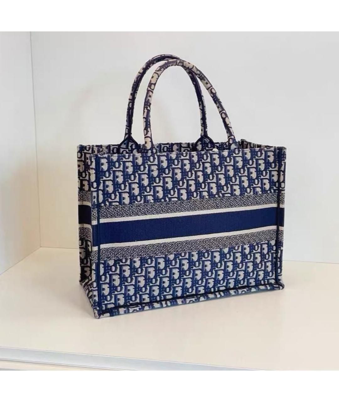 CHRISTIAN DIOR Синяя тканевая сумка тоут, фото 2