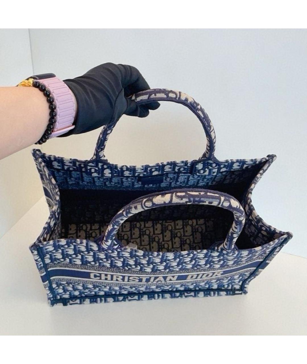 CHRISTIAN DIOR Синяя тканевая сумка тоут, фото 8